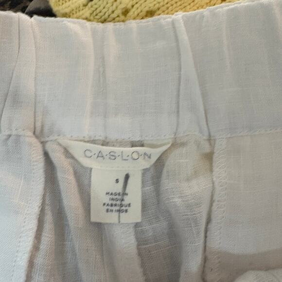 Caslon Lightweight Linen Shorts Elastic Waist Casual Summer Pockets White - S - Picture 6 of 7